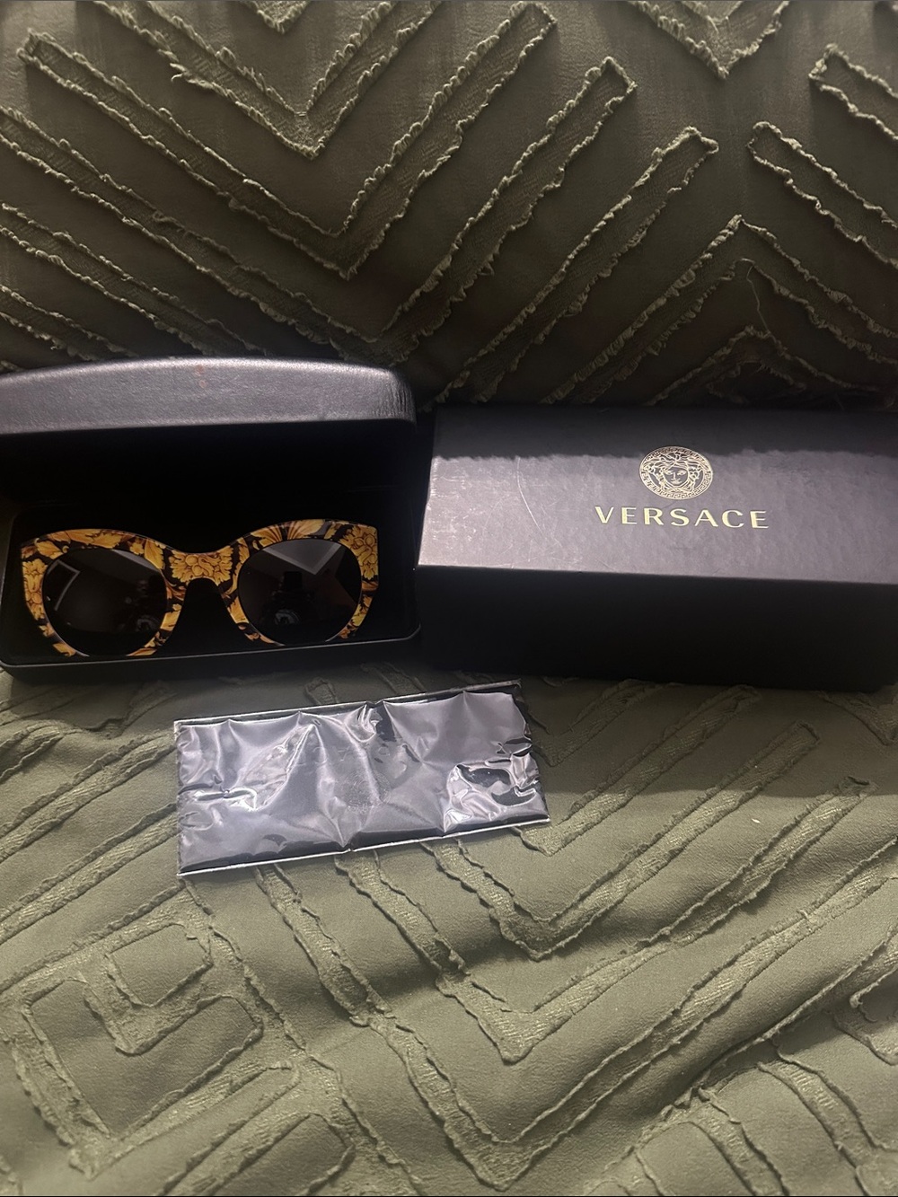 Versace Women’s Gold Yellow Tortoiseshell Cat-Eye Sunglasses